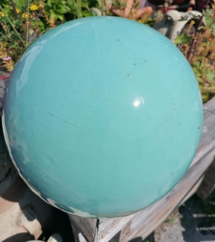 Generisch NEU !! Kugel ø ca. 30 cm aus frostfesten Steinzeug Keramik- türkis glänzend glasiert Deko