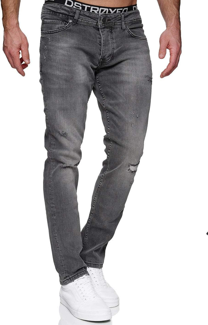 MERISH Jeans Herren Slim Fit Jeanshose Stretch Denim Designer Hose 1507 29W / 32L 1506-3 Grau, 29W /