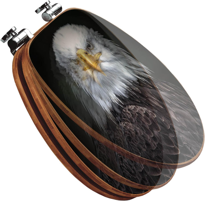 banjado® Design WC Sitz Bambus Absenkautomatik mit Motiv Adler/Toilettendeckel mit Absenkautomatik H