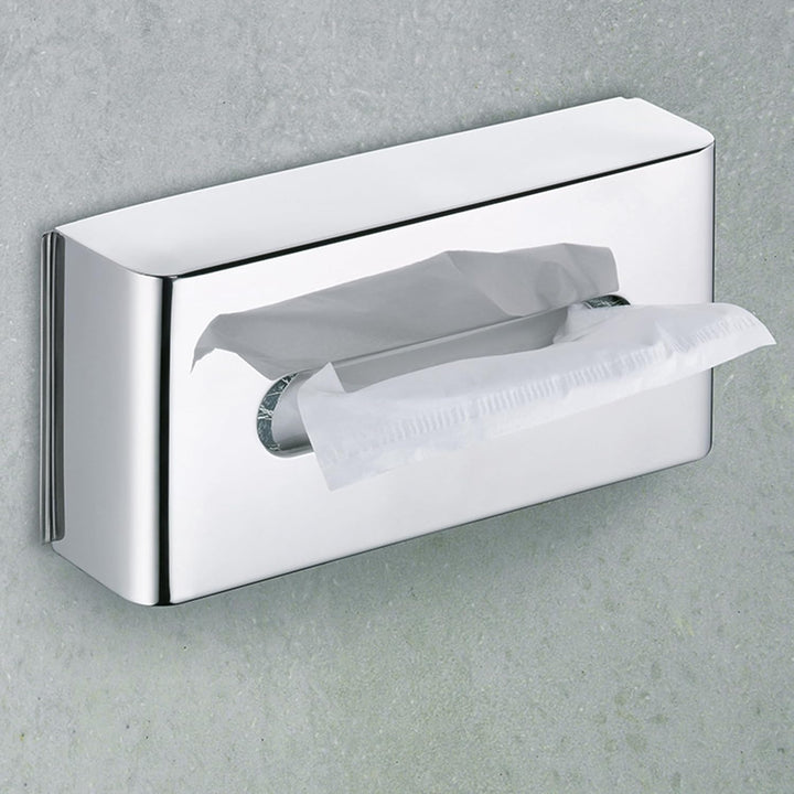 Kela 22860 Kosmetiktuchbox mit Wandhalterung, 27x 12,5X 7cm, Edelstahl 18/10, Faber, Silber Glänzend