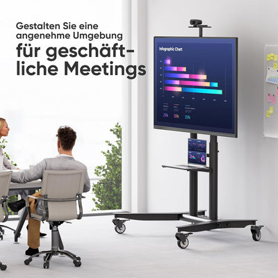 ONKRON TV Ständer rollbar für 55-90 Zoll TVs bis zu 75 kg, Fernsehständer höhenverstellbar 200x200-8
