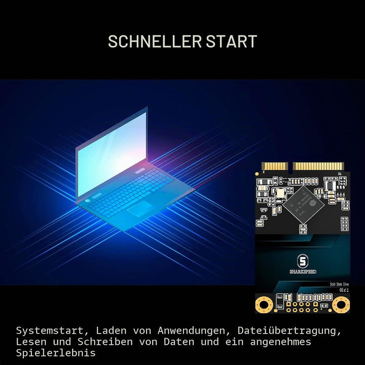 mSATA SSD 64GB Mini SATA 3 (6Gb/s) TLC 3D NAND SSD Festplatte Interne Solid State Drive für Notebook