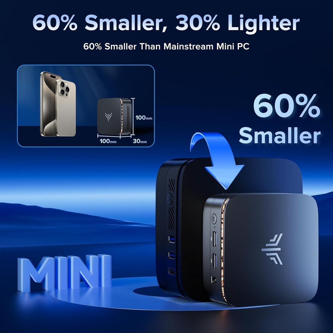 NiPoGi AK1PLUS Mini PC Ιntel Alder Lake Ν97(Bis zu 3,6GHz,4C/4T)16GB DDR4/1024GB M.2 SSD,Mini Comput