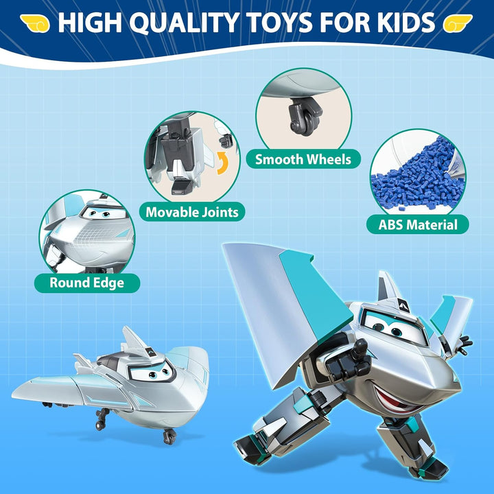 Super Wings Transforming Spielzeug 2PCS Jett & Traver, 2 in 1 Action Figur, 12,7 cm grosses Flugzeug
