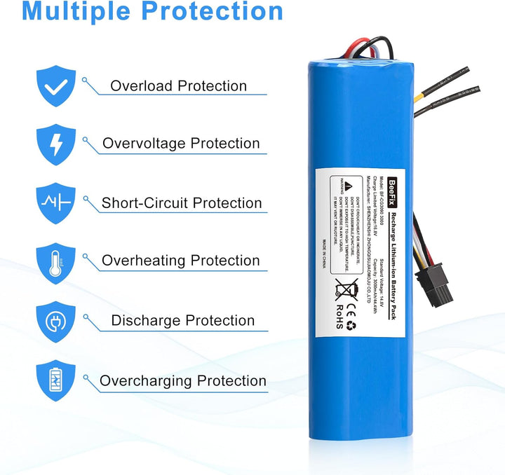 3000mAh Akku Ersatz für Conga 3090,3091,3092,3093 14.8V Li-ion Akku Batterie Staubsauger Robotic Vac