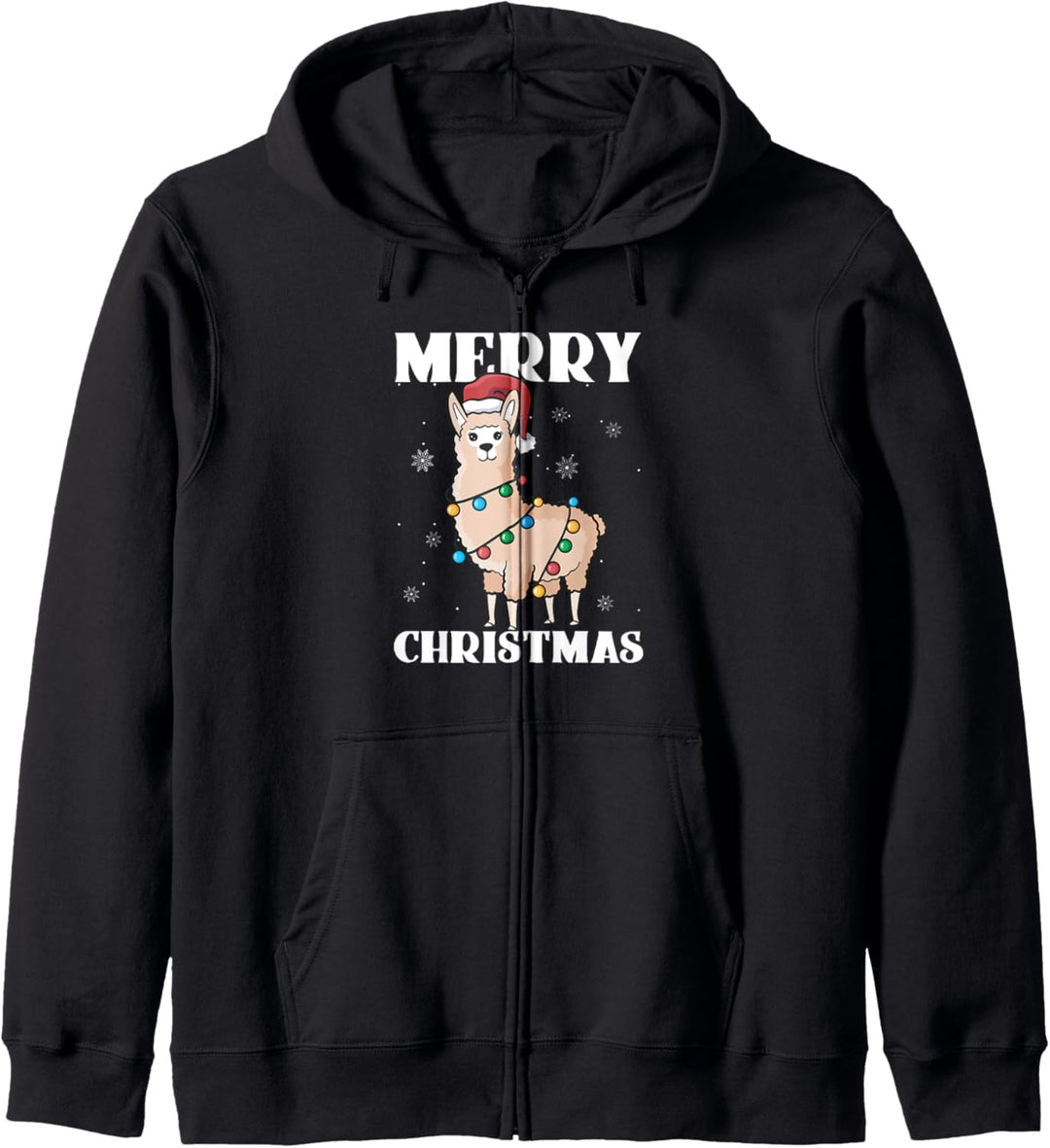 Lustig Fröhliche Alpaka Weihnachten Kapuzenjacke