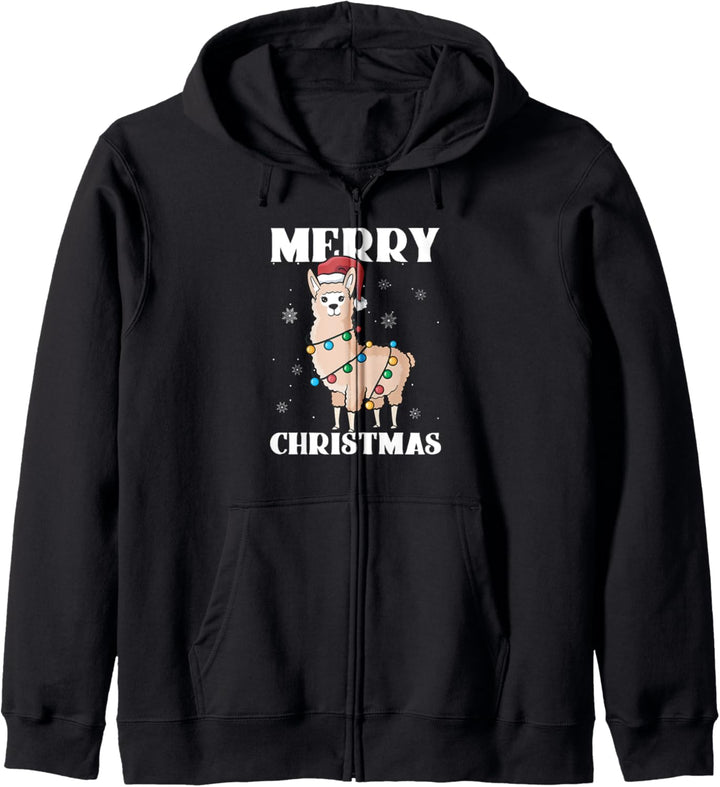 Lustig Fröhliche Alpaka Weihnachten Kapuzenjacke