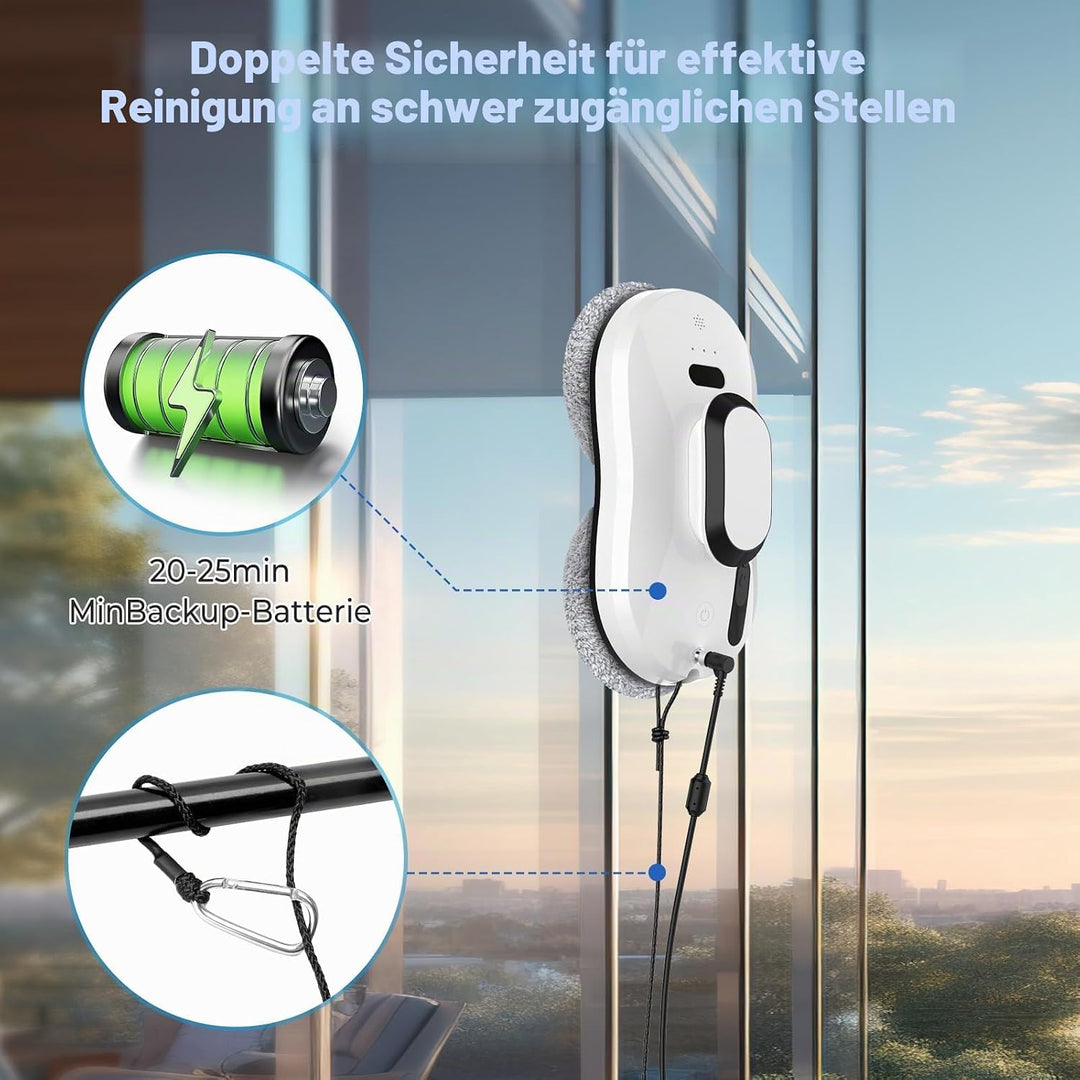 Fensterputzroboter 5600Pa, Automatischer Fensterputzer mit Sprühfunktion, Automatische Routenplanung