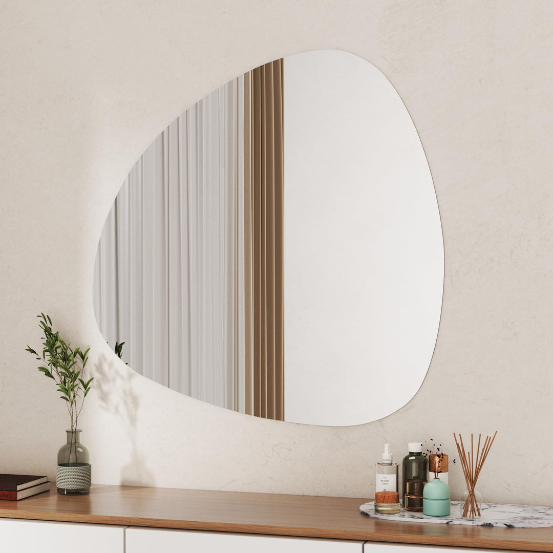 Boromal Spiegel Asymmetrischer 80x80cm Organischer Asymmetrischer Spiegel Badspiegel Asymmetrischer