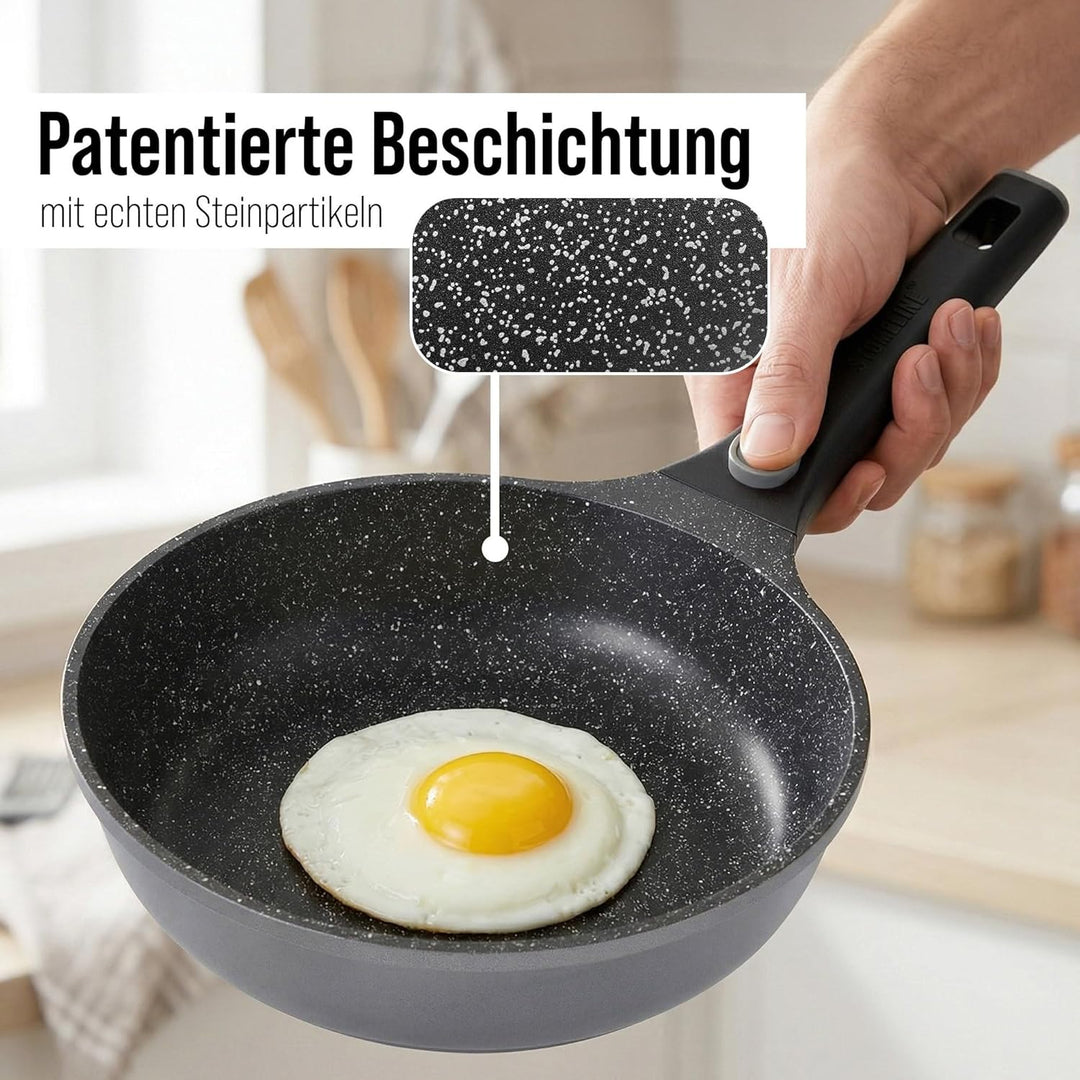 STONELINE SMART Bratpfanne 24 cm, Pfanne Aluguss, Abnehmbarem Griff, Pfanne Induktion, Alle Herdarte