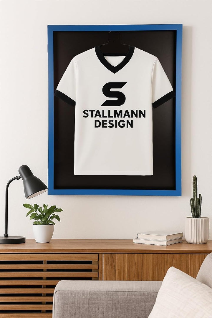 Trikotrahmen mit Drehtür – 'Blau' - Rückwand Schwarz | Grösse: 90x70cm - von vorne bestückbar - stab