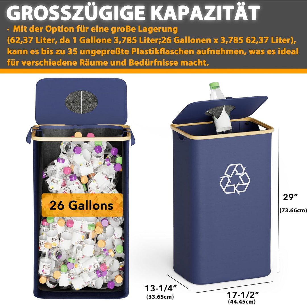 SpaceAid 100L Pfandflaschen Sammelbehälter, Pfandsammler Organizer mit Deckel und 2 wiederverwendbar