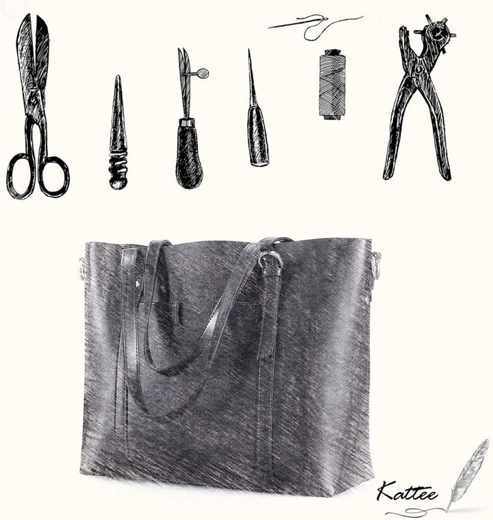 Kattee Leder-Satchel-Geldbörsen und Handtaschen für Damen, Top-Griff-Schulter-Geldbörsen-Tote-Hobo-T