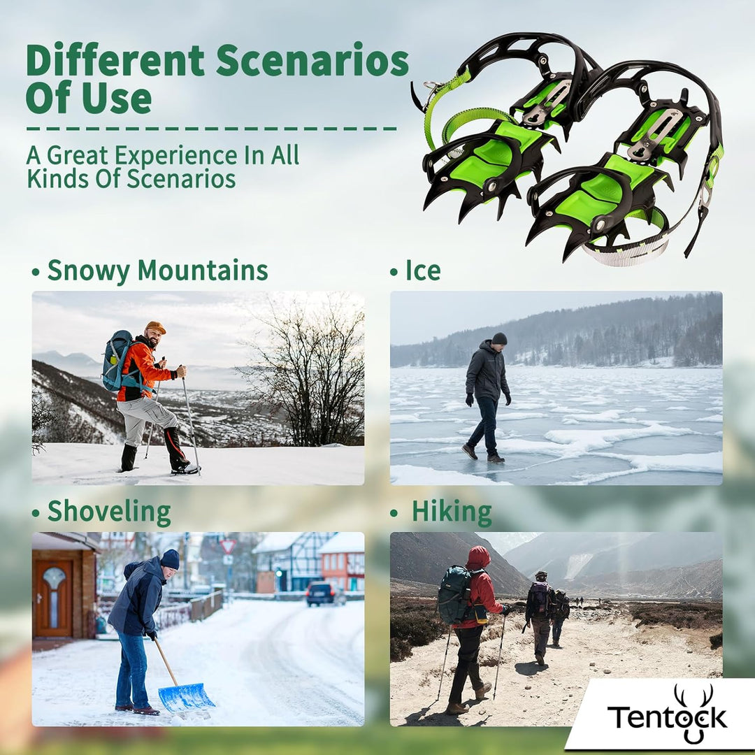 Tentock Steigeisen für Bergschuhe, Edelstahl Schuhspikes Crampons Anti-rutsch Eisklampe Steigeisen m