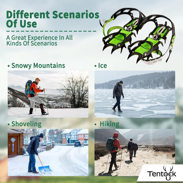 Tentock Steigeisen für Bergschuhe, Edelstahl Schuhspikes Crampons Anti-rutsch Eisklampe Steigeisen m