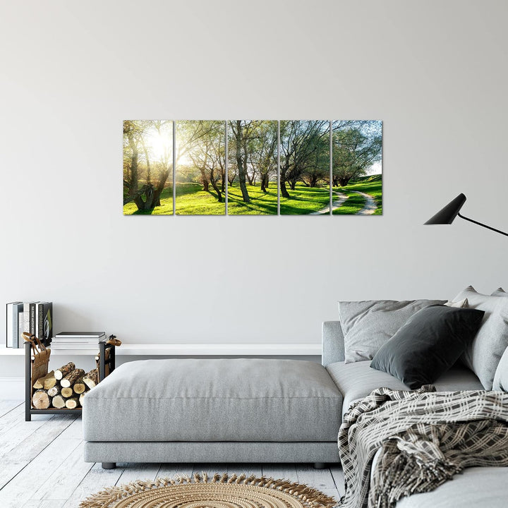 Runa Art Bild Wald Landschaft Wandbilder auf Vlies Leinwand 5 Teilig Wanddekoration Schlafzimmer Woh