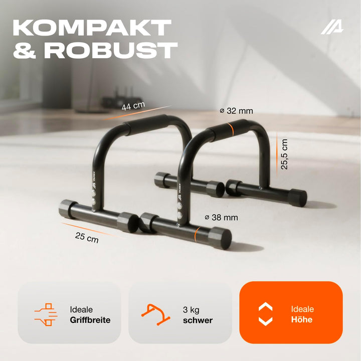 Parex Parallettes aus Stahl, gelenkschonende & rutschfeste Liegestützgriffe, Calisthenics Equipment