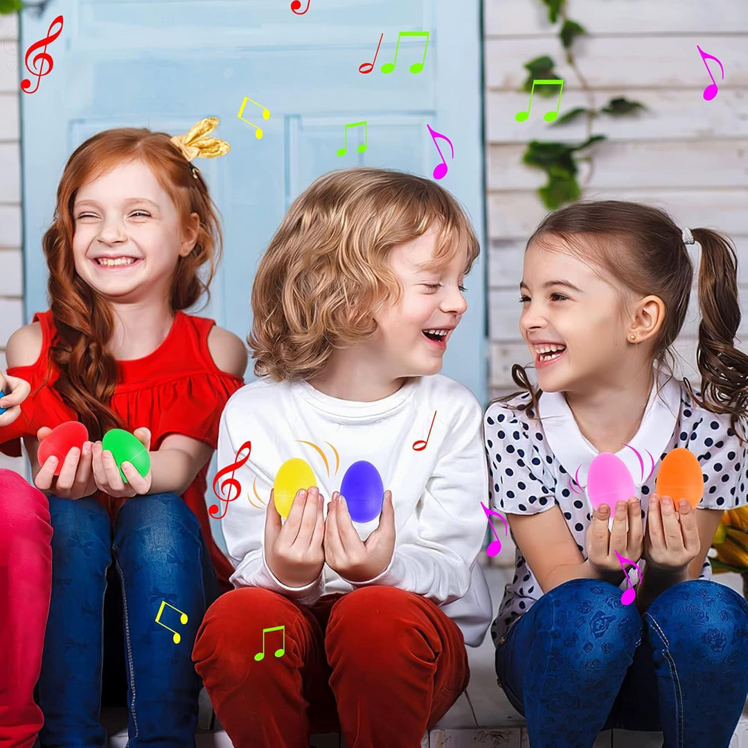 Augshy 24 Stück Shaker Musikinstrumente für Kinder, 12 Stück Eier-Shaker und 12 Stück Handgelenk Han
