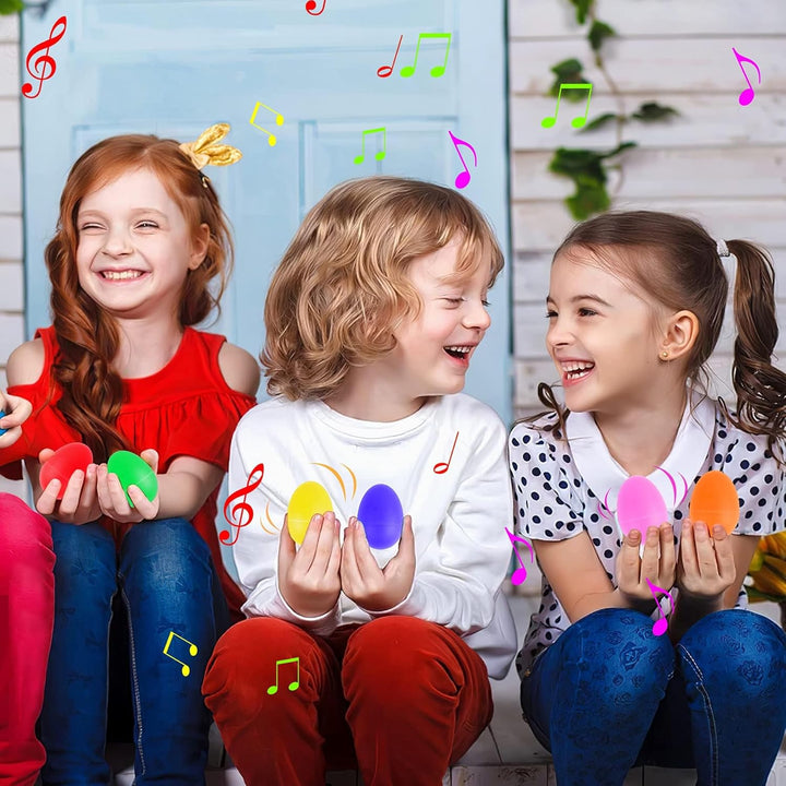 Augshy 24 Stück Shaker Musikinstrumente für Kinder, 12 Stück Eier-Shaker und 12 Stück Handgelenk Han