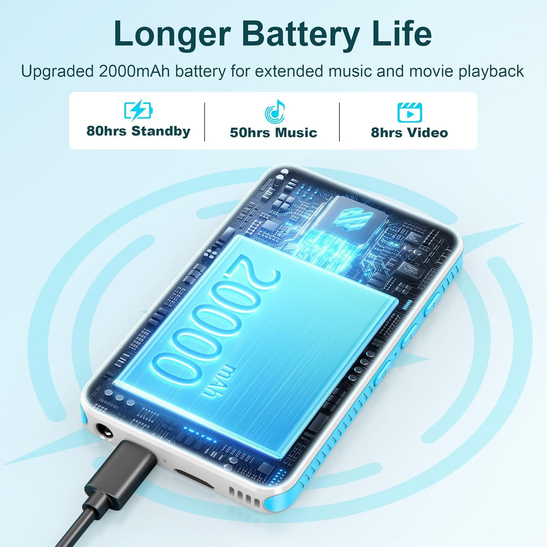 SWOFY 32GB MP3 Player mit Bluetooth und WLAN，D08 Android 13 MP3 Player, 4 Zoll Touchscreen, Bluetoot