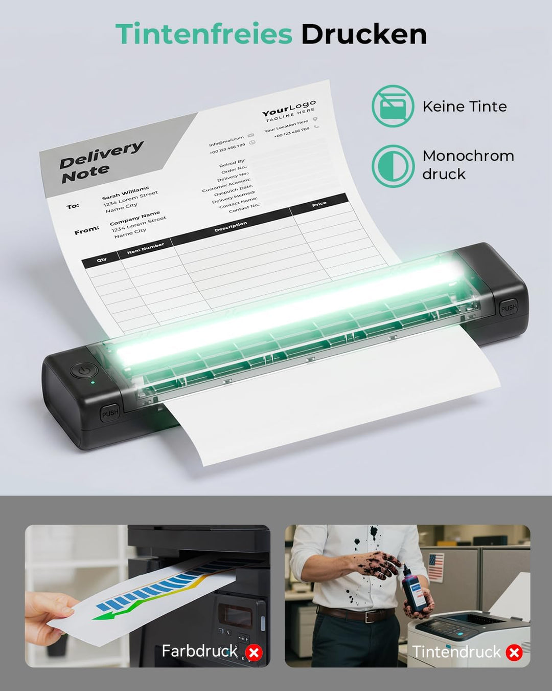 Phomemo M08F Mobiler Drucker A4 für Unterwegs Thermodrucker - Tragbarer Bluetooth Drucker für Den He
