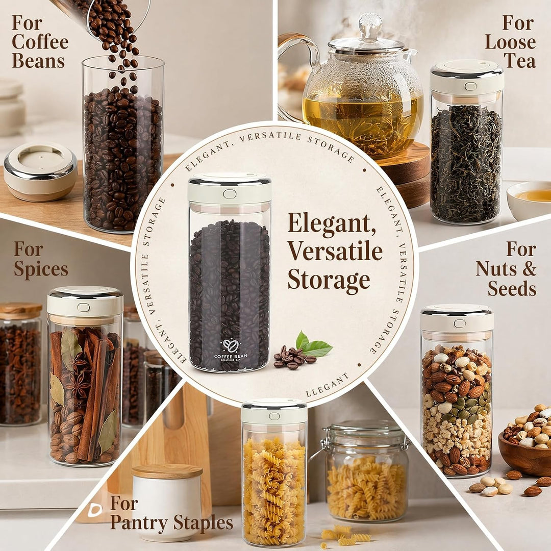 Kaffeedose Luftdicht Glas 1,7 L Mit Aroma Ventil | Glasbehälter Mit Frischhalteventil, Für Kaffee, B
