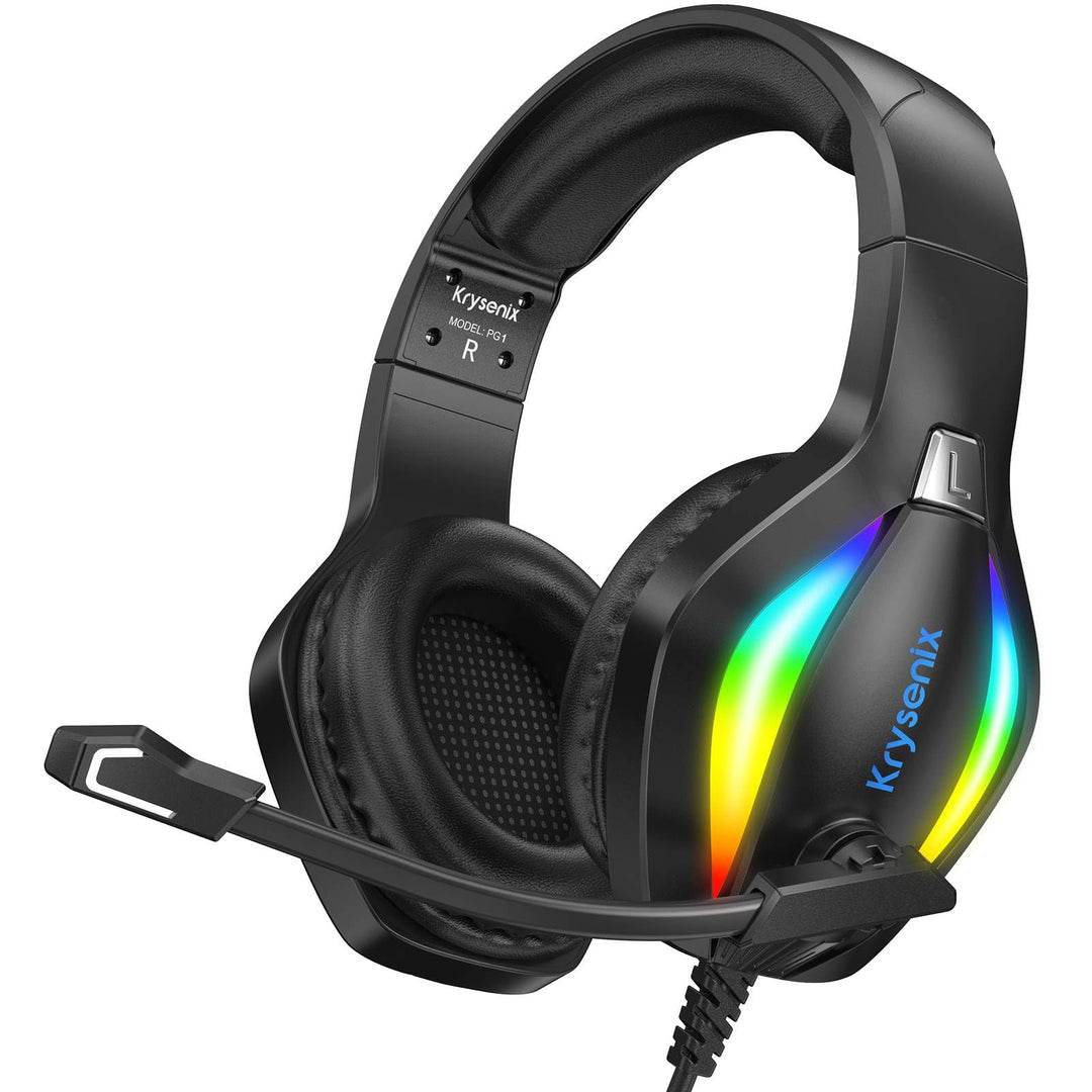 PG1 RGB Gaming Headset für PS4, PS5, PC, Xbox,Switch, Kabel Gaming Kopfhörer mit LED Licht, Over Ear