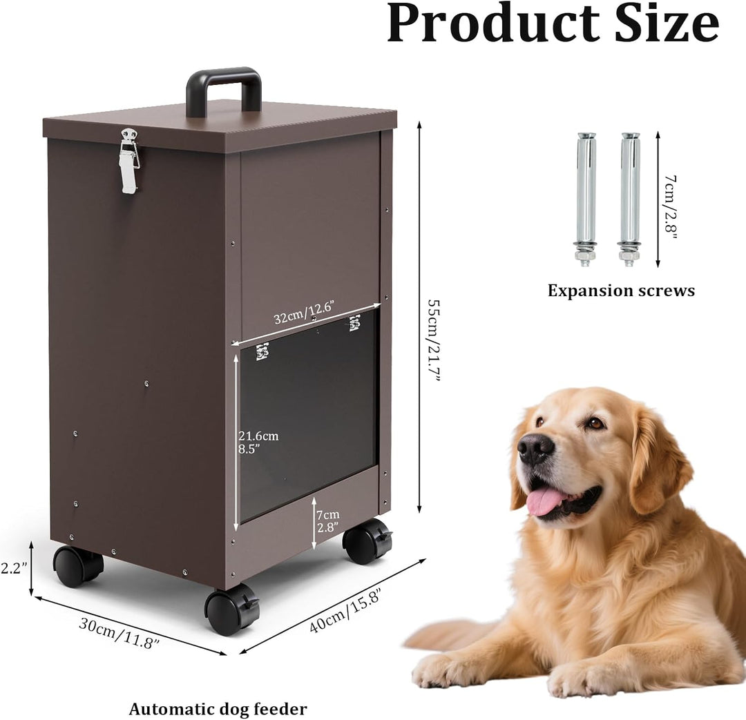 Galvanisierter Automatischer HundefüTterer GrossEr Rasse 45lbs Hundefutter-Spender Mit RäDern FüR Gr