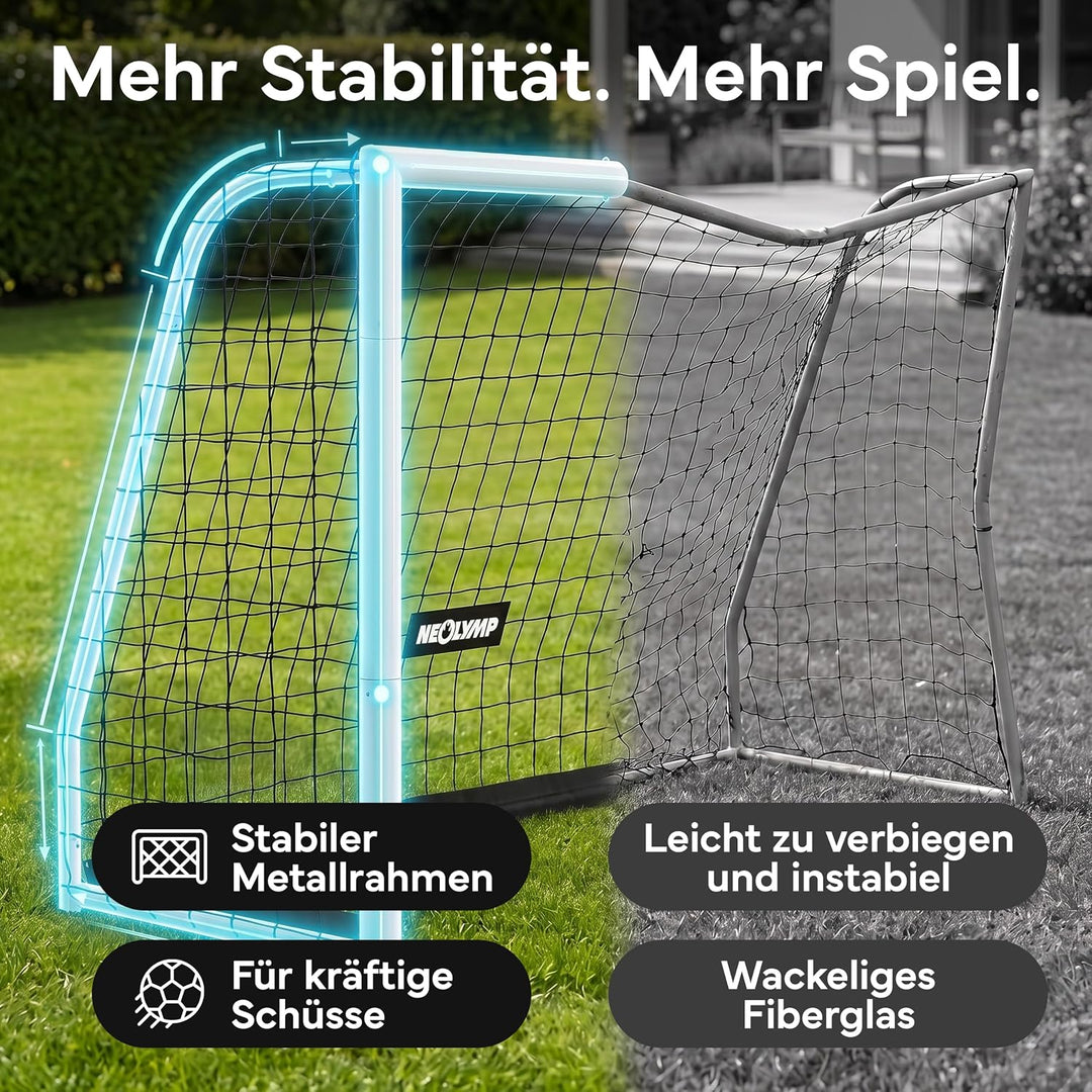 NEOLYMP Fussballtor für Garten – Robustes Stadion-Tor aus Metall, korrosionsgeschützt – Wetterfestes