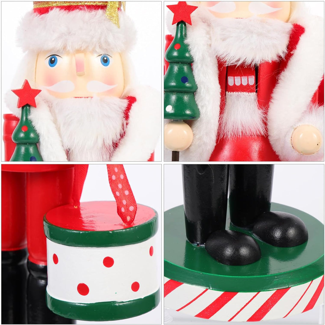 ibasenice Weihnachten Nussknacker Figur aus Holz Weihnachtsmann Nussknacker Soldat Figuren Ornament