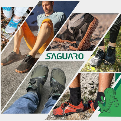 SAGUARO Unisex Barfussschuhe Outdoor Zehenschuhe Traillaufschuhe 47 EU Schwarzgrün, 47 EU Schwarzgrü