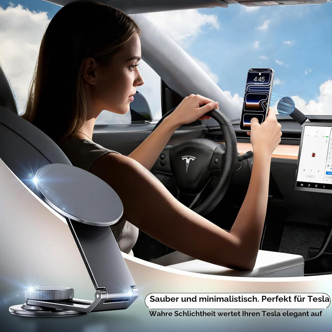 Handyhalterung Auto Magsafe für Tesla Model 3/Y, Faltbare Versteckte Auto Handyhalterung mit Starkem