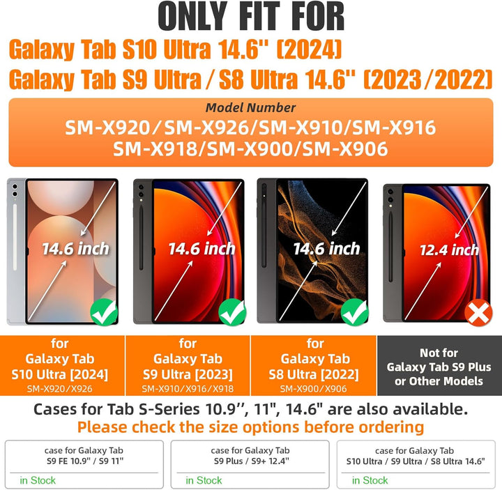 SEYMAC stock Hülle für Samsung Galaxy Tab S9 Ultra 14.6 Zoll 2023, Stossfeste Schutzhülle mit Bildsc