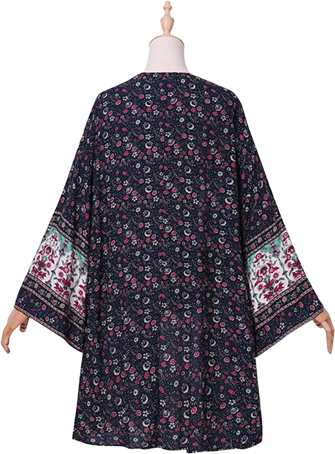 ZANZEA Damen Blumendruck Kimono Strickjacke Boho Strandkleid Pareos Poncho Sommer Strand Cardigan Bi