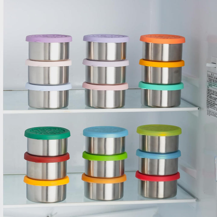 Misichao 3 kleine Lebensmittelbehälter mit Silikondeckel, 220 ml, Edelstahl, Snackboxen, wiederverwe