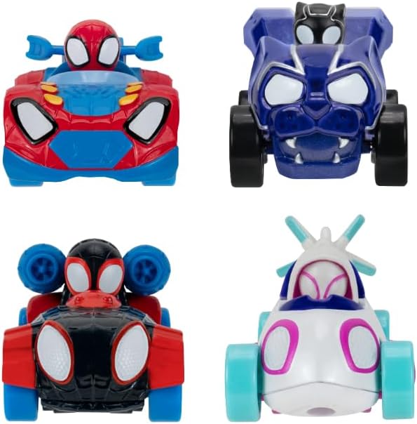 Spidey und seine Super-Freunde SNF0200 - Metall Fahrzeuge 4er-Set, Spielzeug ab 3 Jahren 4er-Pack, 4