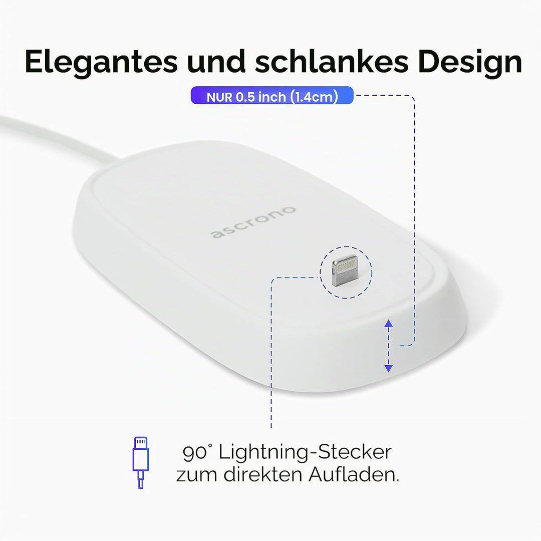 Ascrono - Ladestation Kompatibel mit Apple Magic Mouse 2 - Weiss - PerfectZubehör | Verwendbar als L