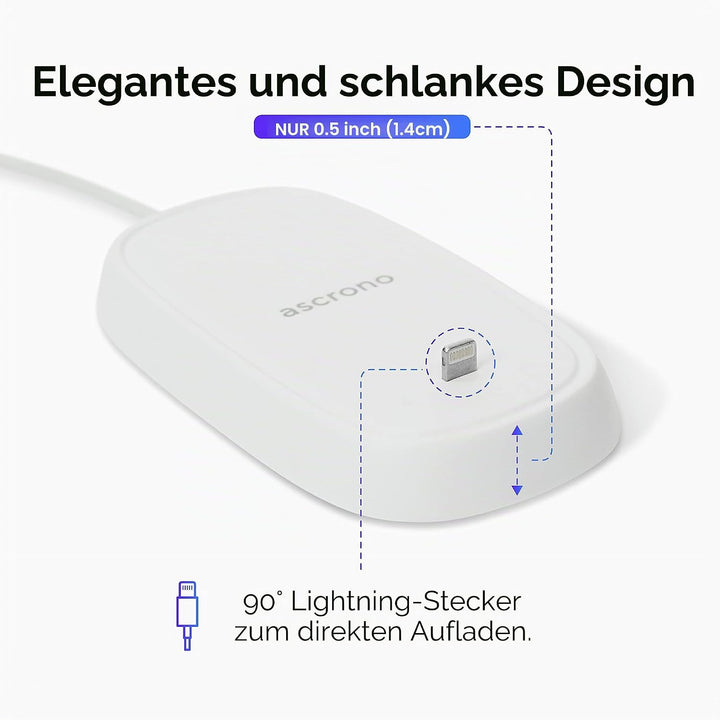Ascrono - Ladestation Kompatibel mit Apple Magic Mouse 2 - Weiss - PerfectZubehör | Verwendbar als L
