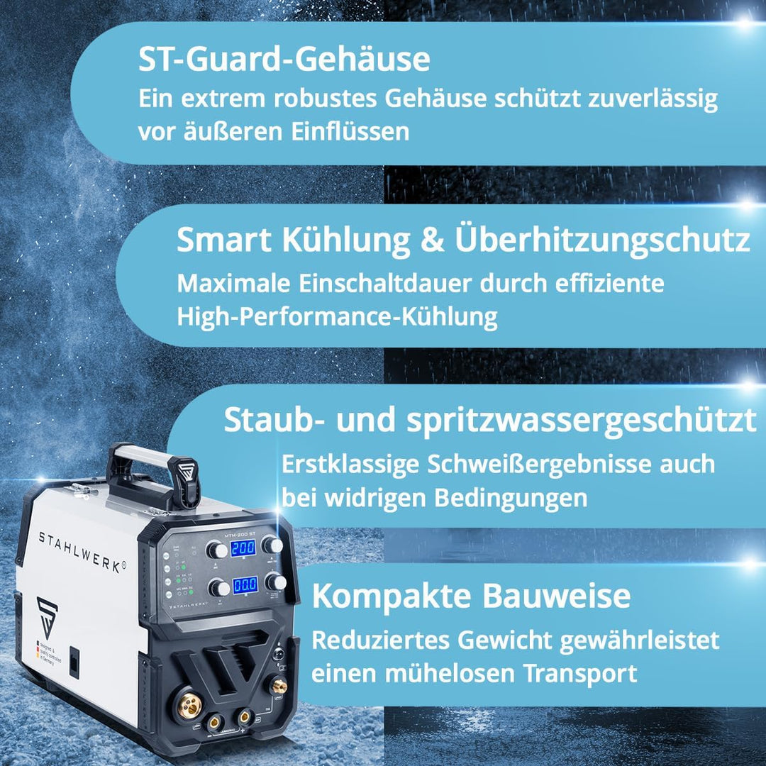 STAHLWERK Kombi-Schweissgerät MTM-200 ST Vollausstattung 3-in-1 Schutzgas-Schweissgerät | Inverter m