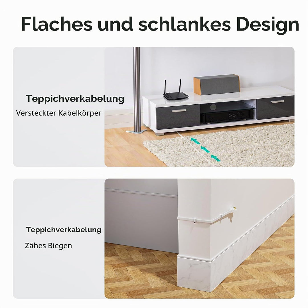 Nowunke LAN Kabel 10meter Cat 8 Netzwerkkabel 10m Flach Ethernet Kabel Weiss Hochgeschwindigkeit 40G