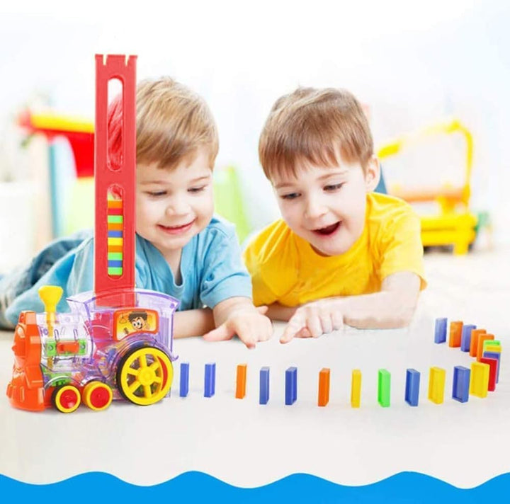 OBEST Domino Zug Spielzeug Set, Elektrischer Zug 200PCS der Domino Rallye, Modell Spielzeug Set mit