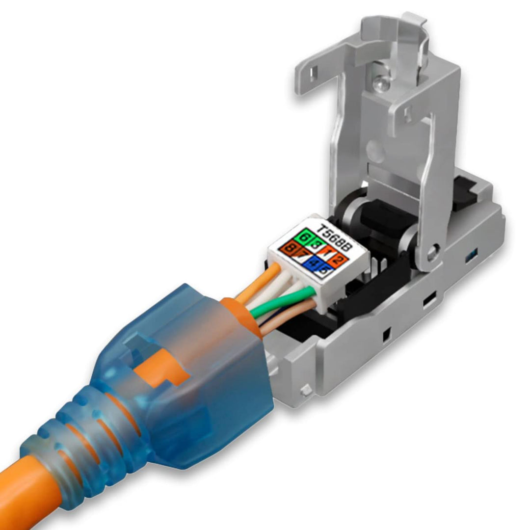 10 Stück Netzwerkstecker Cat 7 werkzeuglos CAT7 CAT7A RJ45 LAN UTP Kabel Stecker Blau ohne Werkzeug