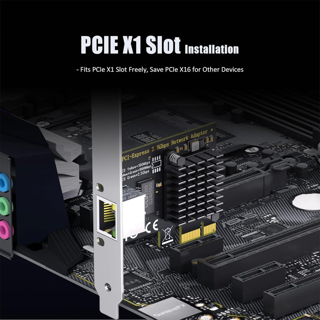 GLOTRENDS LE8105 2.5Gbps PCIe Ethernet Netzwerkkarte, RTL8125BG Chip, RJ45 LAN Port, PCIe X1 Install