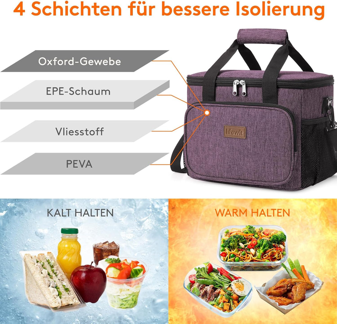 Lifewit Grosse Mittagstasche 24-Dosen (15L) Isolierte Lunchbox Weiche Kühlbox Kühltasche für Erwachs