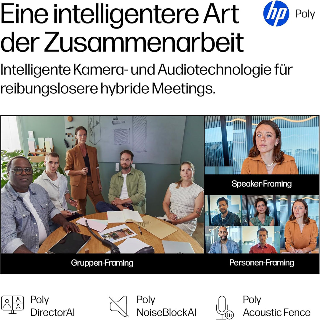 Poly Studio V12 – USB Videobar mit 20MP Kamera & 120° Weitwinkel, All-in-One Konferenzlösung mit Mik