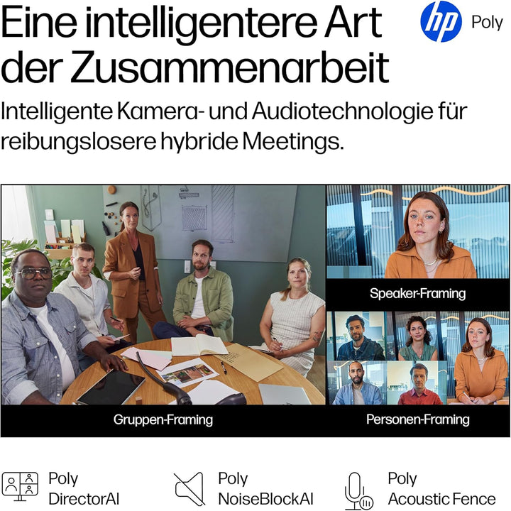 Poly Studio V12 – USB Videobar mit 20MP Kamera & 120° Weitwinkel, All-in-One Konferenzlösung mit Mik