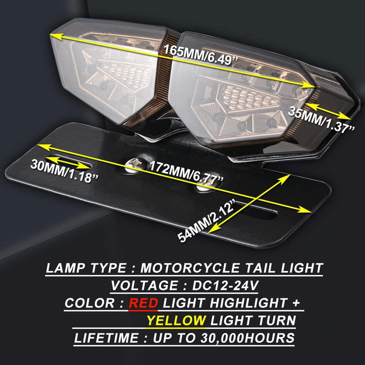KATUR Universal Motorrad Integriertes Bremslicht RüCklicht Blinker Kennzeichenbeleuchtung (Rauch Lin