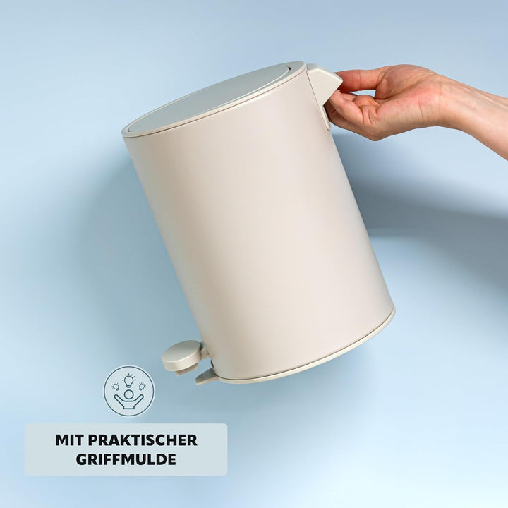 eluno Kosmetikeimer ZINOLA, 3 Liter, mit Soft-Close-Deckel, Beige, Beige