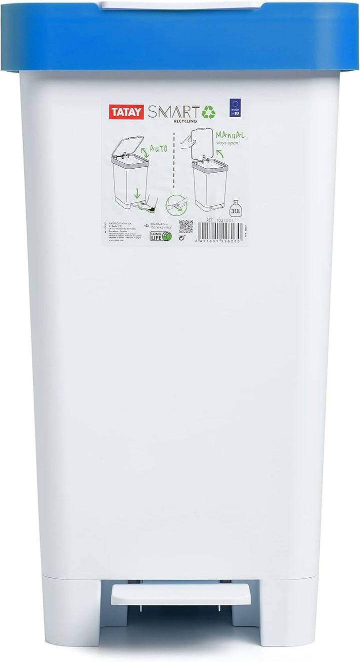 TATAY Mülleimer Küche Smart, 25L Fassungsvermögen, Einziehbares Pedal, Polypropylen, BPA-frei, 30L M