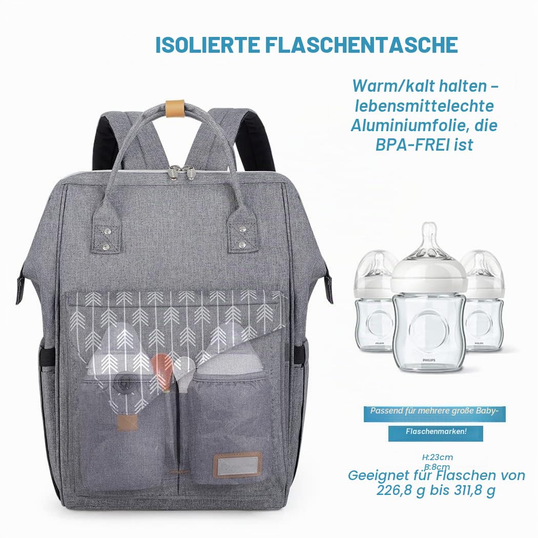 Lekebaby Baby Wickelrucksack Wickeltasche mit Wickelunterlage Multifunktional Grosse Kapazität Babyt